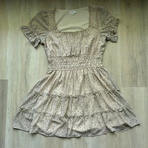 Le Lis Cream Cinched Waist Dress Size M